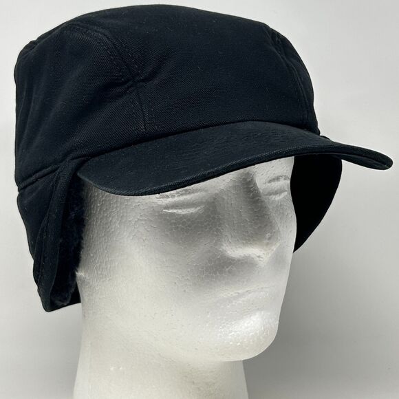 Broner Duck Work Cap Winter Hat X-Large Canvas Faux Fur Soft Pile Ear Flap Black - Picture 2 of 13